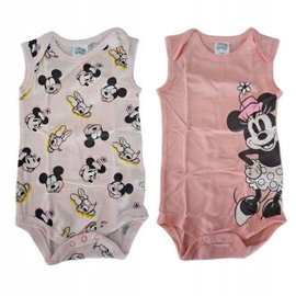 Body Dziecięce Niemowlęce 62-68 cm Z Motywem Disney 2pak Bawełna Różowe
