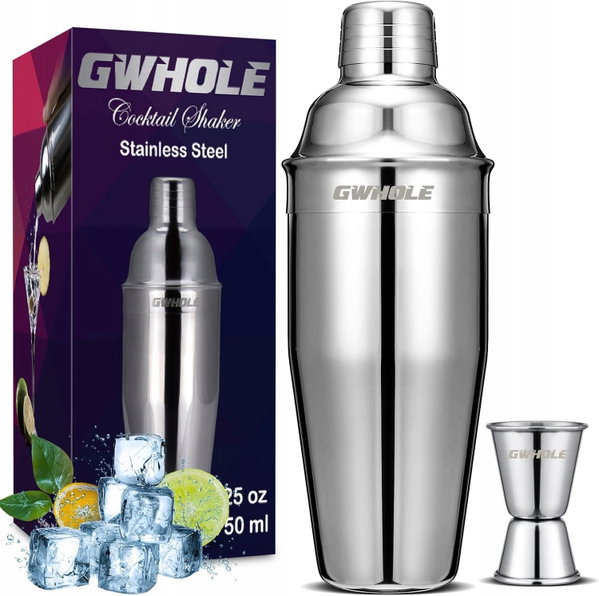 Zestaw Do Robienia Koktajli Shaker koktajlowy 750 ml Sitko Jigger Miarka