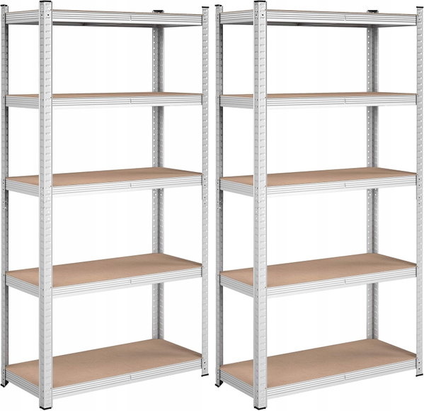 REGAŁ MAGAZYNOWY KOMPLET 2 SZT 40x90x180 5-poziomowe REGAŁY UDŹWIG 875 kg