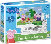 PUZZLE ŚWINKA PEPPA 60 ELEMENTÓW UKŁADANKA I KOLOROWANKA W JEDNYM 2w1