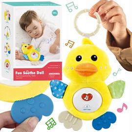 PLUSZOWA KACZUSZKA USYPIANKA MASKOTKA SENSORYCZNA GRYZAK KACZKA