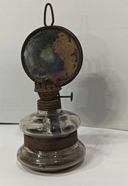 Lampa naftowa Szkło przezroczyste. Wysokość: 23 cm, średnica 10 cm