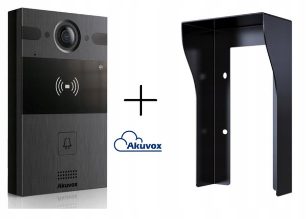 Akuvox R20A Black (czarny) i Daszek natynkowy (czarny)