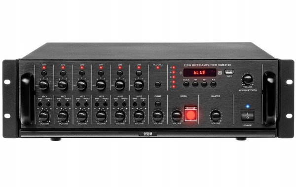 Wzmacniacz PA HQM3120 High Quality Music 120W, 6 stref głośników. Mixer