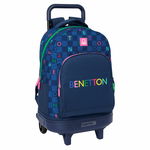 Torba szkolna z kółkami Benetton Damero Granatowy 33 x 45 x 22 cm