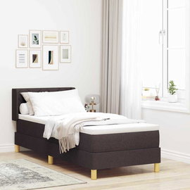  Łóżko sprężynowe z materacem Ciemny brąz 200 x 80 cm Poliester