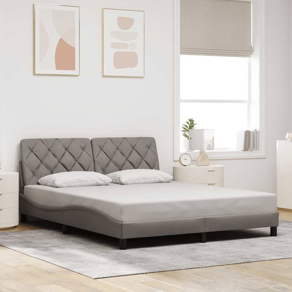  Rama łóżka bez materaca, taupe, 160x200 cm, obita tkaniną