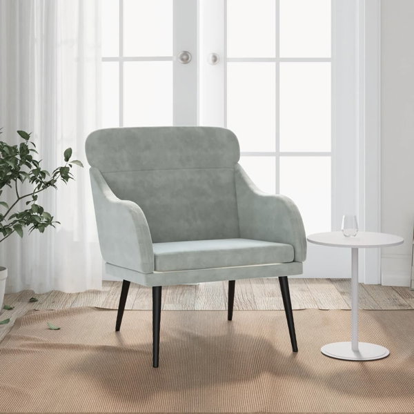  Fotel, jasnoszary, 63x76x80 cm, obity aksamitem