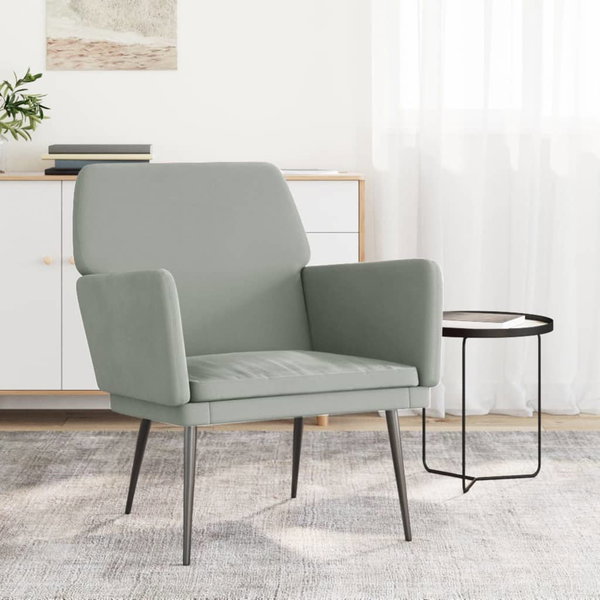  Fotel, jasnoszary, 62x79x79 cm, obity aksamitem