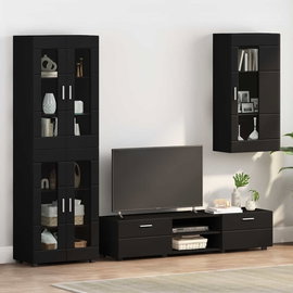 Drewniana szafka z przechowywaniem Czarny 50 x 29 x 100 cm