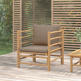  Sofa ogrodowa z poduszkami w kolorze taupe, bambusowa