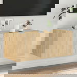  Ścienna szafka TV z LED, dąb sonoma, 80x35x31 cm