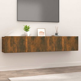  Ścienne szafki TV, 2 szt., przydymiony dąb, 80x30x30 cm
