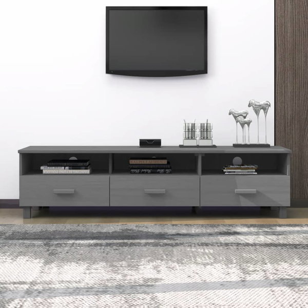  Szafka pod TV HAMAR, ciemnoszara, 158x40x40 cm, drewno sosnowe
