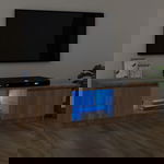  Szafka pod TV z LED, brązowy dąb, 120x30x35,5 cm