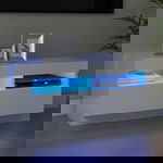  Szafka pod TV z oświetleniem LED, biała z połyskiem, 80x35x40cm