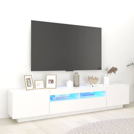  Szafka pod TV z oświetleniem LED, biała, 200x35x40 cm