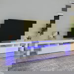  Szafka pod TV z oświetleniem LED, biała, 260x36,5x40 cm