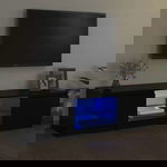  Szafka pod TV z oświetleniem LED, czarna, 140x40x35,5 cm