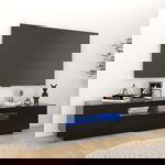  Szafka pod TV z oświetleniem LED, czarna, 180x35x40 cm