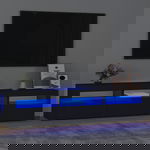  Szafka pod TV z oświetleniem LED, czarna, 180x35x40 cm