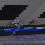  Szafka pod TV z oświetleniem LED, czarna, 195x35x40 cm