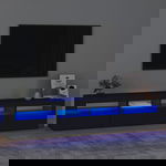  Szafka pod TV z oświetleniem LED, czarna, 210x35x40 cm