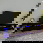  Szafka pod TV z oświetleniem LED, czarna, 260x36,5x40 cm