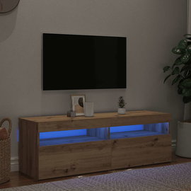  Szafka pod TV z oświetleniem LED, dąb artisan, 120x35x40 cm