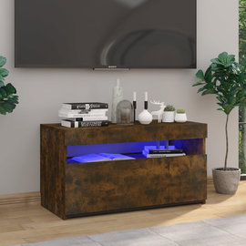  Szafka pod TV z oświetleniem LED, przydymiony dąb, 75x35x40 cm