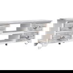  Szafka pod TV, biało-szara,108x30x40 cm, drewno paulownia