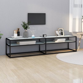  Szafka pod TV, biały marmur, 180x40x40,5 cm, szkło hartowane