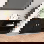  Szafka pod TV, czarna, 105x34x40 cm, lite drewno sosnowe
