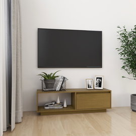  Szafka pod TV, miodowy brąz, 110x30x33,5 cm, drewno sosnowe