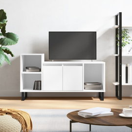  Szafka pod TV, wysoki połysk, biała, 100x35x55 cm