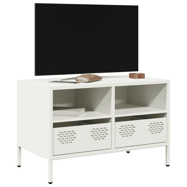  Szafka RTV, biała, 68x39x43,5 cm, stal walcowana na zimno