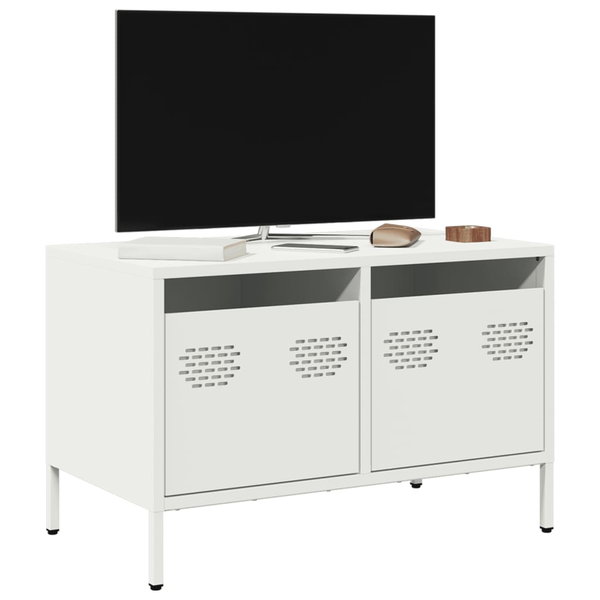  Szafka RTV, biała, 68x39x43,5 cm, stal walcowana na zimno