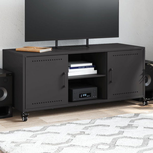  Szafka RTV, czarna, 100,5x39x43,5 cm, stal