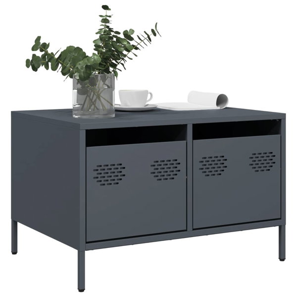  Szafka RTV, czarna, 68x50x43,5 cm, stal walcowana na zimno