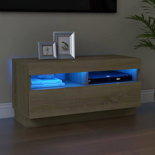  Szafka TV z oświetleniem LED, dąb sonoma, 80x35x40 cm