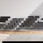  Szafki pod TV, 5 szt., szare, lite drewno sosnowe