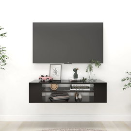  Wisząca szafka TV, czarna, 100x30x26,5 cm