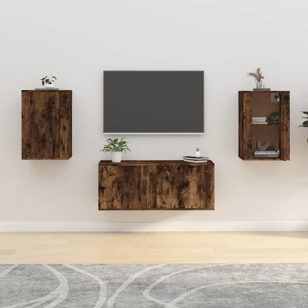  Wiszące szafki TV, 2 szt., przydymiony dąb, 40x34,5x60 cm