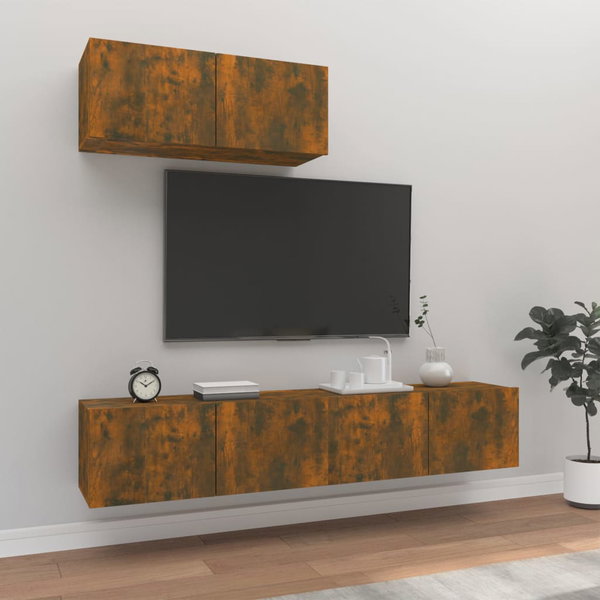  Zestaw 3 szafek TV, przydymiony dąb, materiał drewnopochodny