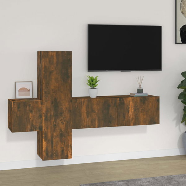  Zestaw 3 szafek TV, przydymiony dąb, materiał drewnopochodny