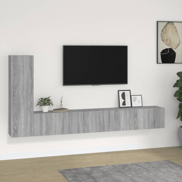  Zestaw 3 szafek TV, szary dąb sonoma, materiał drewnopochodny