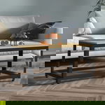  Stolik kawowy, jasnobrązowo-czarny, 90x45x45 cm MDF i żelazo