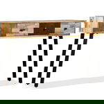  Stolik konsola, lite drewno tekowe z odzysku, 120 x 30 x 76 cm