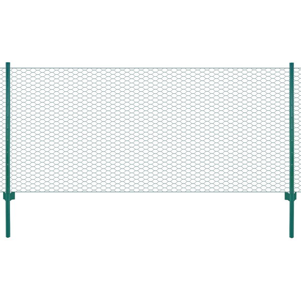 Siatka ogrodzeniowa ze słupkami, stal, 25 x 0,75 m, zielony