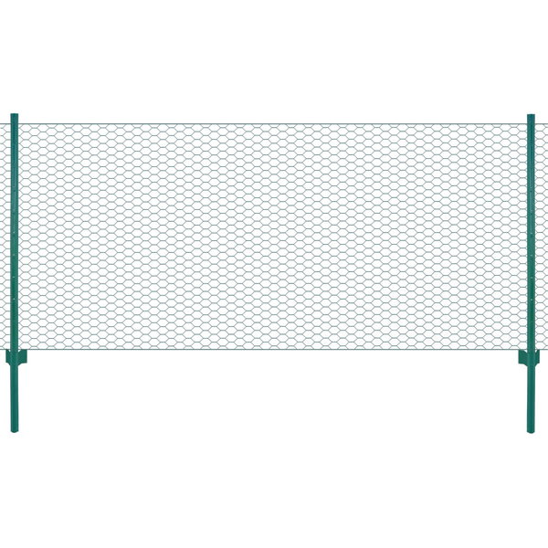  Siatka ogrodzeniowa ze słupkami, stal, 25 x 0,75 m, zielony